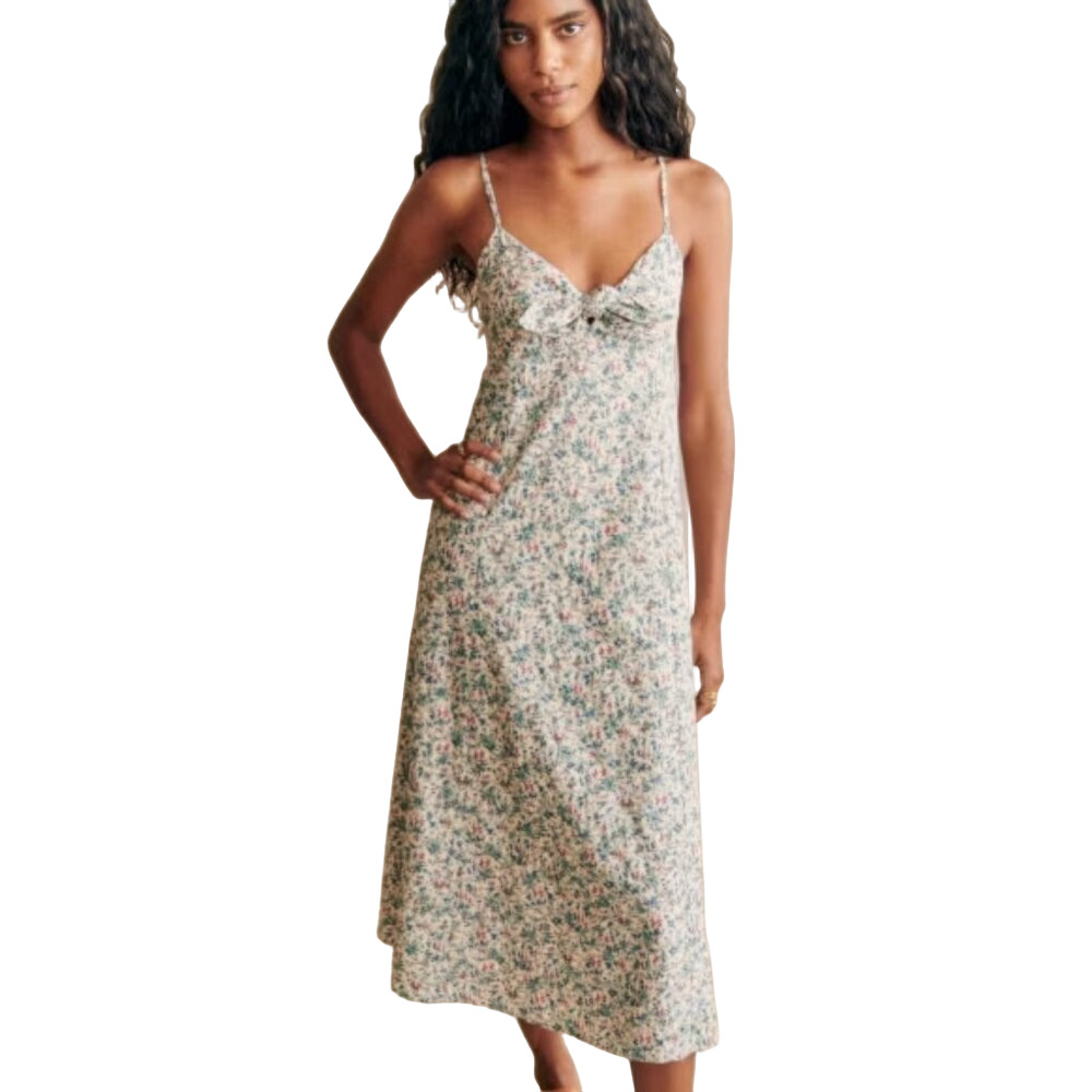 NEW SEZANE Robe Chiaretta Ostuni Midi Dress Cotton Floral